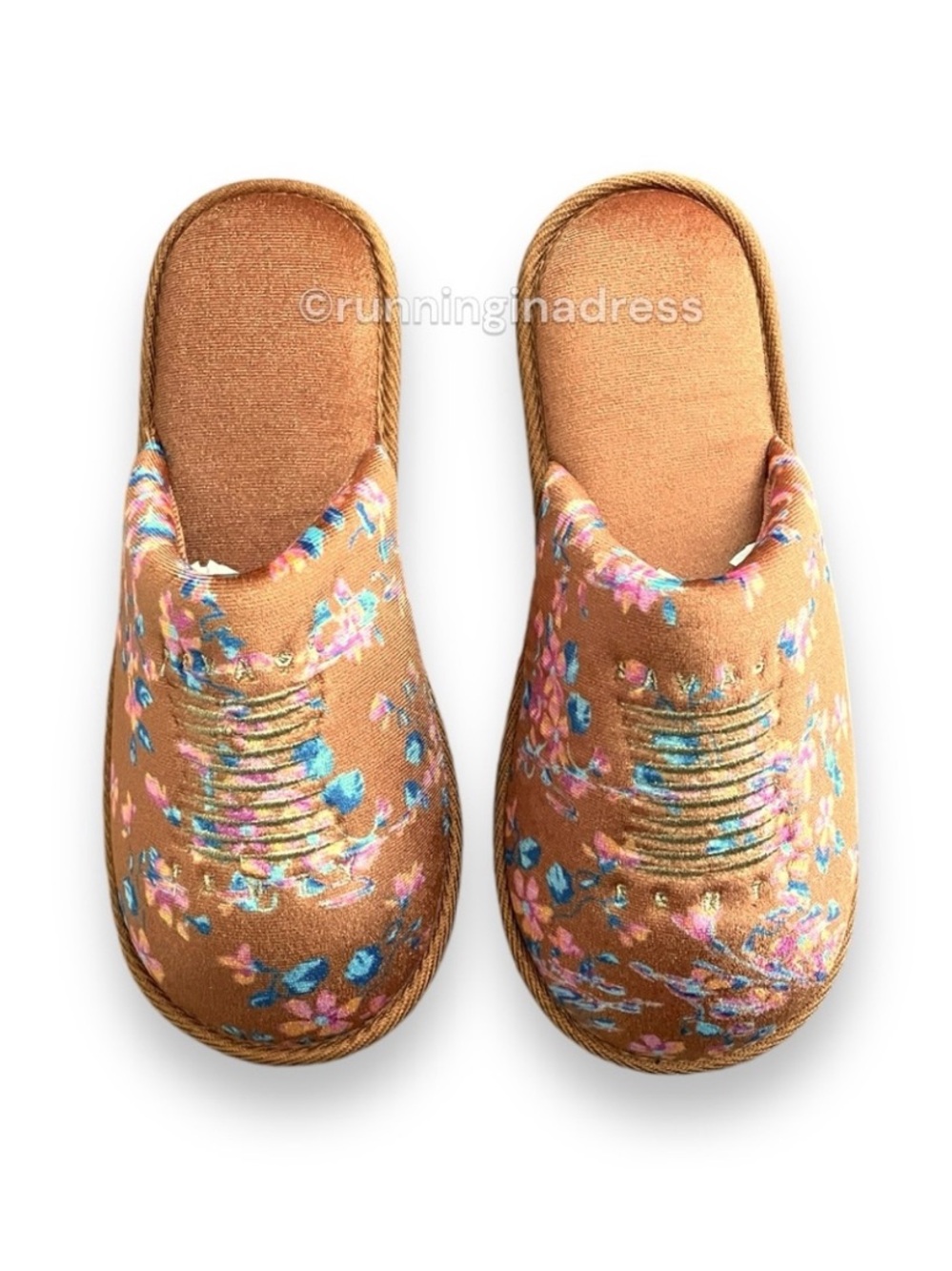 NWOT Savage X Fenty Luxe Velvet Slippers Distorted Bloom Floral Size Small 6-7
